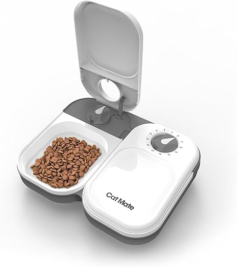 Cat Mate C200 2 Meal Automatic Pet Feeder with Timer and Ice Pack For Cats And Small Dogs, For use with Wet and Dry Food - White