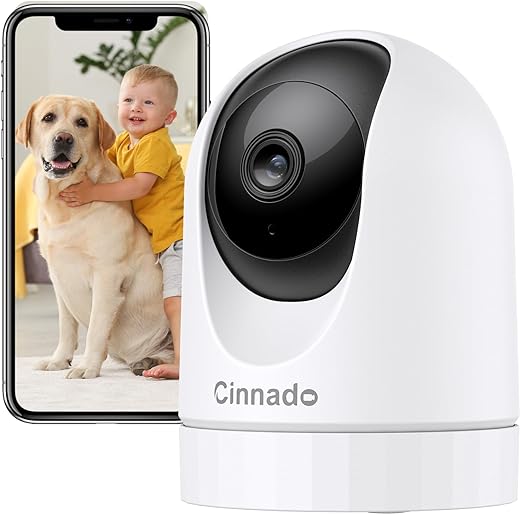 Cinnado WiFi Security Camera Indoor - 2K Pet Dog Cameras House Security with APP for Baby Monitor Home CCTV Wireless 360°, Motion Sensor, Smart Siren, IR Night Vision, Work with Alexa