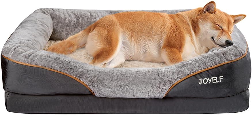 JOYELF Large Memory Foam Dog Bed, Orthopedic Dog Bed & Sofa with Removable Washable Cover and Squeaker Toys as Gift