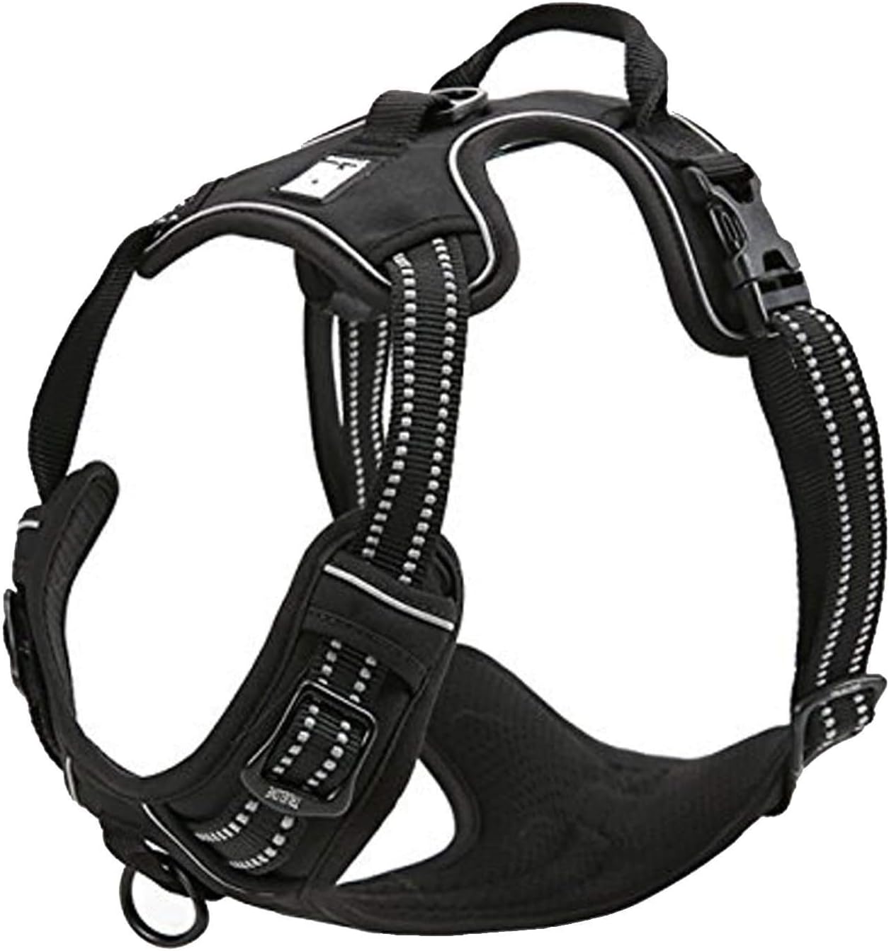 TrueLove Dog Harness TLH5651 No-pull Reflective Stitching Ensure Night Visibility, Outdoor Adventure Big Dog Harness Perfect Match Puppy Vest (Black,S)