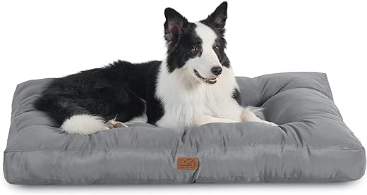 Bedsure Waterproof Dog Bed Large - Washable Dog Bed Mattress with Oxford Fabric, Pet Pillow Cushion for Crate, Grey Dog Mat Outdoor, 91x68x10cm