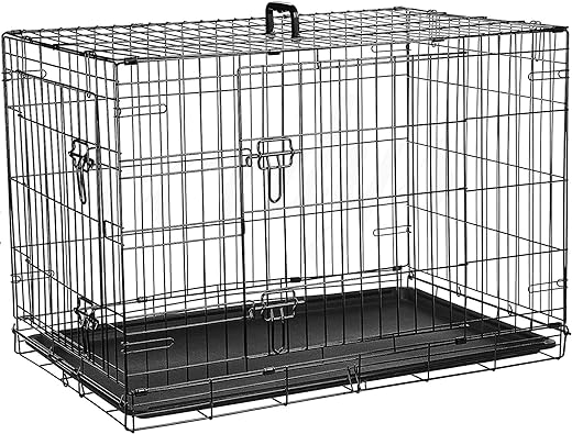 Cardys Dog Crate Medium Size Dog Puppy Pet Cage with 2 Doors Easy Clean Removable Plastic Tray Folding Metal Training Crate 30 inch (Medium 30")