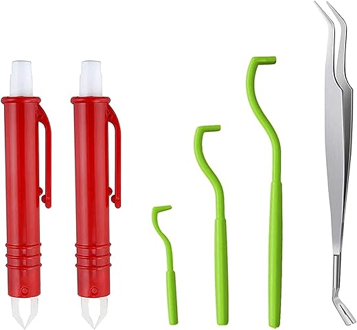 EasyULT 6Pcs Tick Remover Tool Set, 3 Tick Removal Twister, 2 Tick Tweezers with Spring, 1 Pcs Tick Removal Tweezers, Premium Tick Remover Kit for Dogs, Cats, Humans-Green