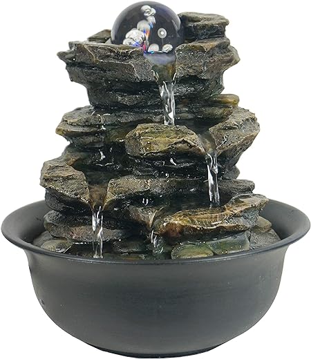 Heart of Nature Indoor Fountain with LED and Color-Changing Ball