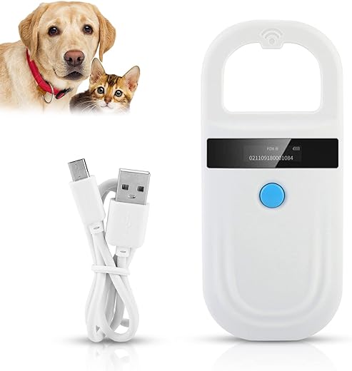 HERCHR Pet Microchip Reader Scanner,134.2KHZ Pet ID Tag Microchip Scanner with OLED Display,Rechargeable Microchip Reader RFID Animal Chip ID Scanner Handheld Animal Tag Scanner for Dog Cat Animal