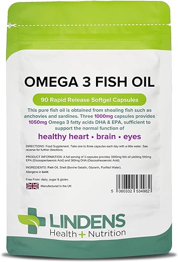 Lindens Omega 3 Fish Oil Capsules - 90 Pack