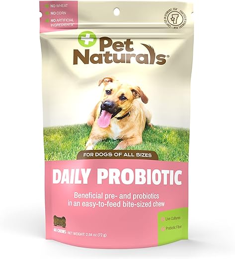 Pet Naturals Daily Probiotic, Digestive Support for Dogs, Duck Flavor, 60 Chews