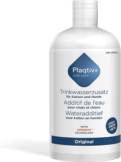 Plaqtiv+ Drinking Water Additive | 500 ml Bottle | Care Product for Dogs and Cats | To Support Dental Care and Mouth Hygiene | Can Inhibit the Formation of Tartar