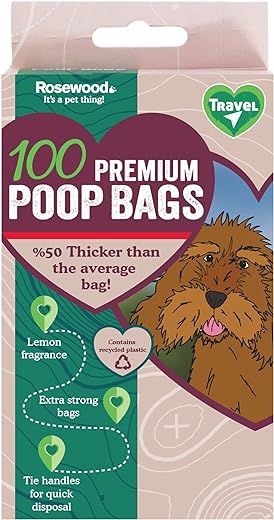 Rosewood 100 Premium Poop Bags, Thic, Strong, Made From Recycled Plastic, Extra Strong Poop Bags For Dogs