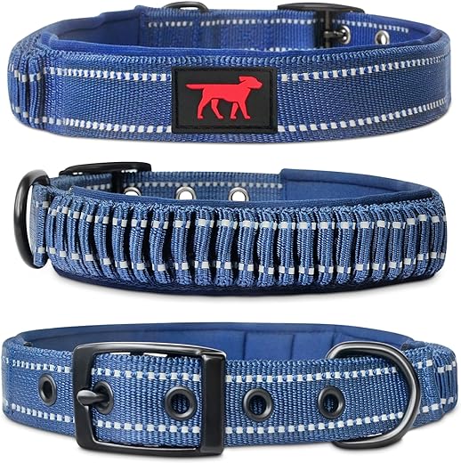 Tuff Pupper Heavy Duty Dog Collar With Handle | Ballistic Nylon Heavy Duty Collar | Padded Reflective Dog Collar With Adjustable Stainless Steel Hardware | Convenient Sizing for All Breeds