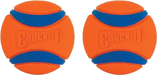 ChuckIt! Ultra Ball Dog Toy, Durable High Bounce Floating Rubber Dog Ball, Launcher Compatible Toy For Dogs, Medium (Pack of 2)