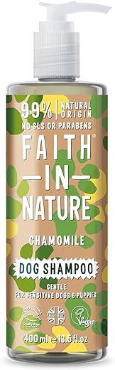 Faith In Nature Natural Chamomile Dog Shampoo, Vegan & Cruelty Free, No SLS or Parabens, Gentle, For Sensitive Dogs and Puppies, 400ml