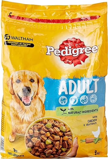 Pedigree Dog Complete Dry with Chicken and Vegetables 3kg, transparent