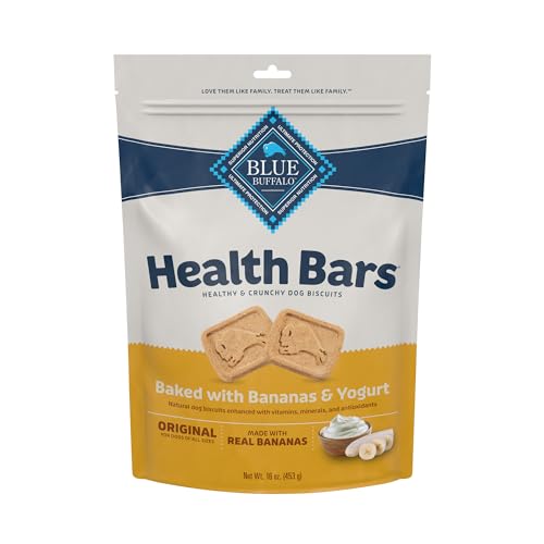 Blue Buffalo Health Bars Natural Crunchy Dog Treats Biscuits, Banana & Yogurt 16-oz Bag