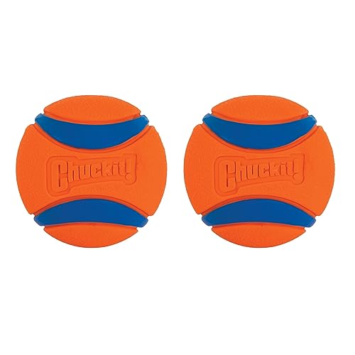 ChuckIt! Ultra Ball Dog Toy, Durable High Bounce Floating Rubber Dog Ball, Launcher Compatible Toy For Dogs, Medium (Pack of 2)