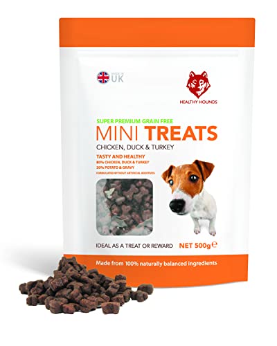 Healthy Hounds Natural Poultry Dog Training Treats - 500g - Grain Free Hypoallergenic Puppy Treat for Skin, Coat & Joint Support - Chicken Duck & Turkey