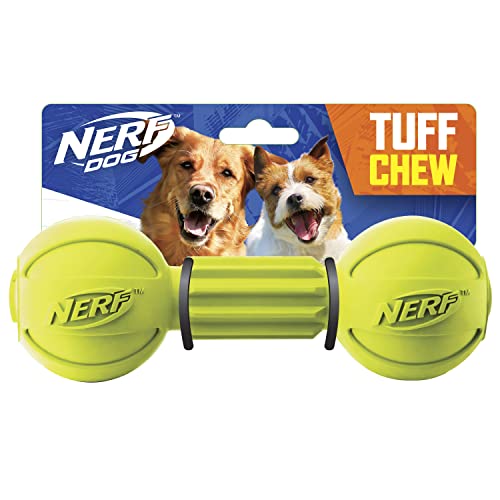 Nerf Dog Barbell Chew Toy, 7.5-Inch, Yellow