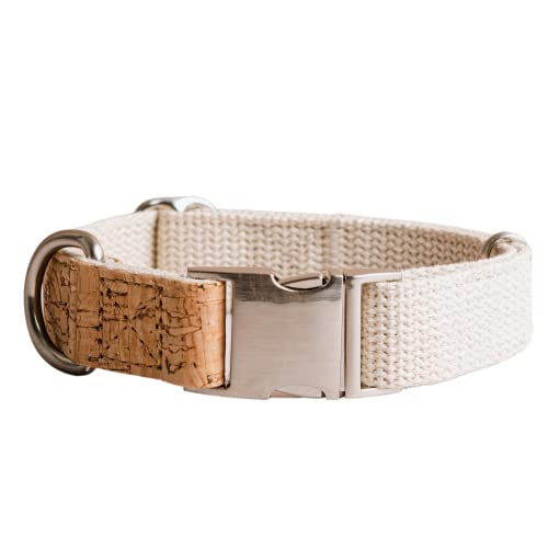 Sustainable Dog Collar – 100% Natural Hemp & Cork Collar for Medium Dog, Comfortable, Durable (Hemp & Cork Collar Only, Medium)