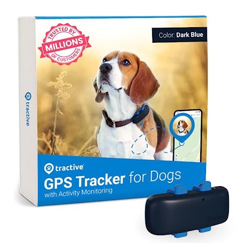 Tractive GPS Dog Tracker, Market leader, Worldwide real-time location tracking, Escape Alerts, Monitor Activity & Get Health Alerts, Dark blue